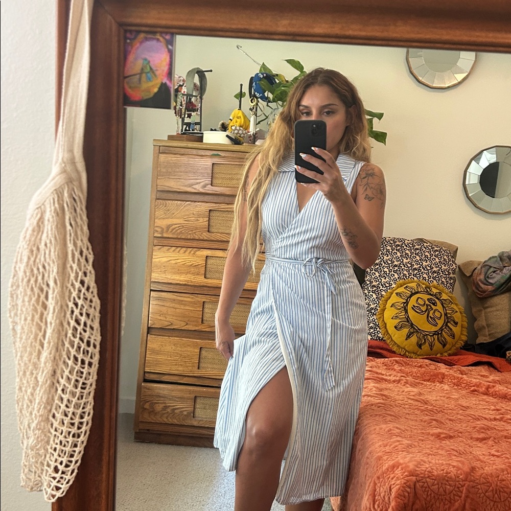 Urban Outfitters Blue and White Striped Maxi Dress